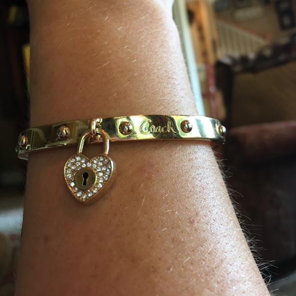 Coach Pave Lock Heart Hinged Bangle NO LONGER MADE - Picture 3 of 8